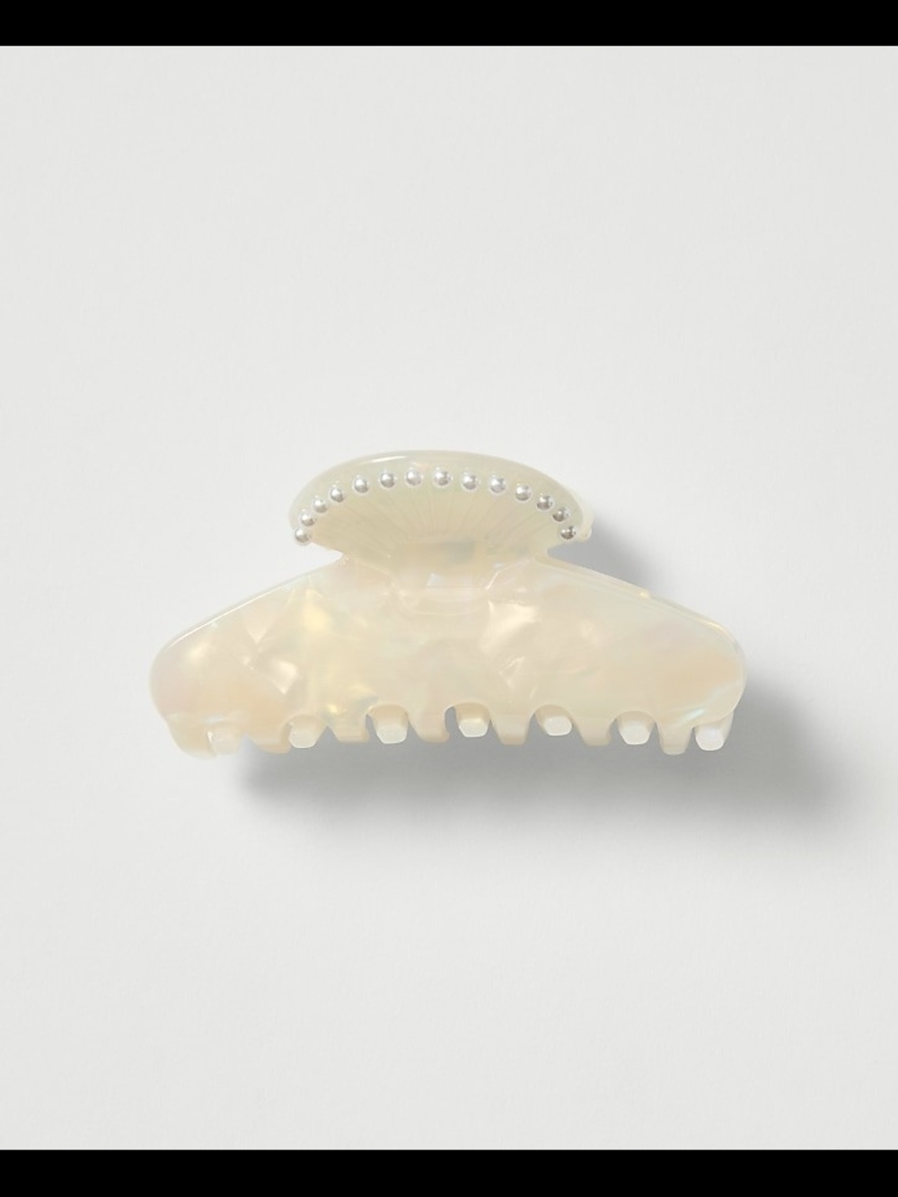 Pearlescent Cream Hair Claw Clip with Decorative Beads